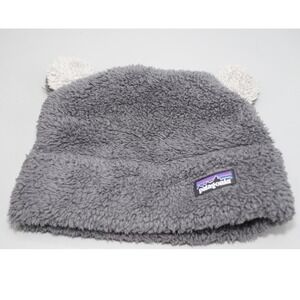 Patagonia Baby Furry Friends Hat Grey Fleece Bear Ear Beanie 12-24M